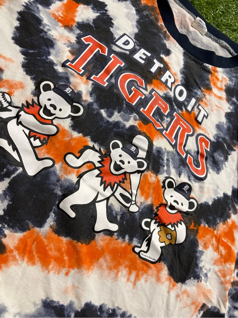 Grateful Dead Detroit Tigers Tie-Dye Tee - Orange, Navy & White